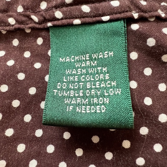 Ralph Lauren Chocolate Brown Dot Button Down Blouse Size 2X - Picture 7 of 7